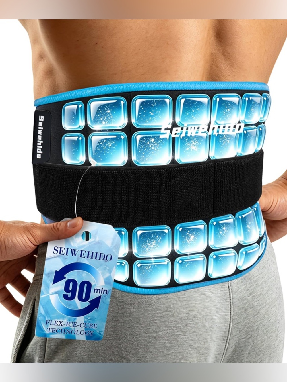 NWT SEIWEHIDO Reusable Lower Back Ice Pack Wrap Lumbar Cold Therapy Brace